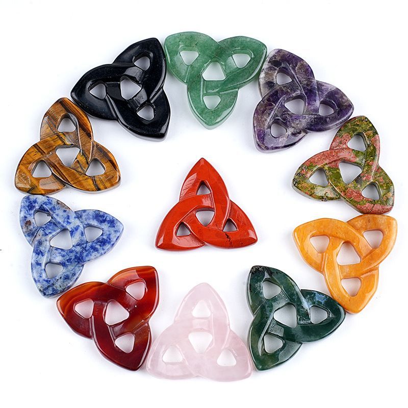 Pedra semi-preciosa irlandesa nó celta DIY pingente pingente oco pedra natural triângulo jóias