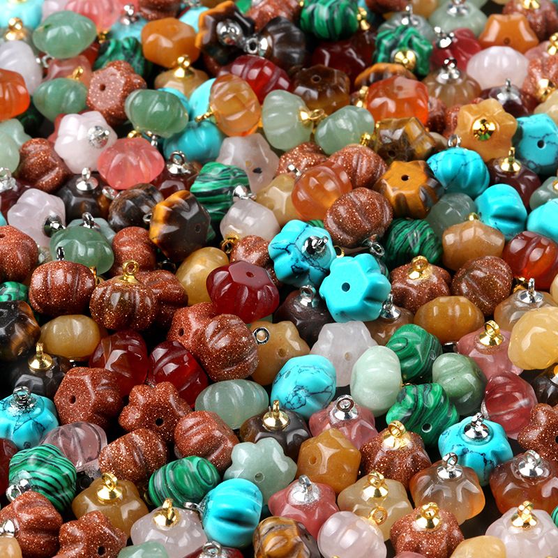 1649-8X12mm abóbora contas soltas, cristal natural pedra semi-preciosa gravada pequena abóbora DIY acessórios de material de jóias