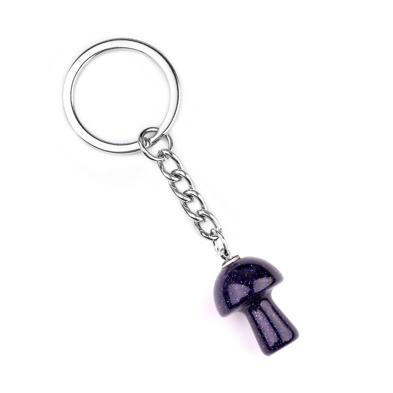 1324-Pedra de cristal natural de ágata 2cm pequeno cogumelo chaveiro pingente bonito saco de jóias pingente pequeno presente