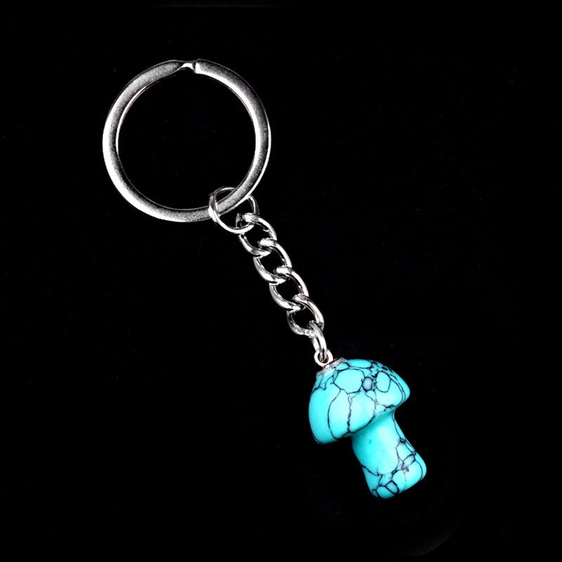 1324-Pedra de cristal natural de ágata 2cm pequeno cogumelo chaveiro pingente bonito saco de jóias pingente pequeno presente