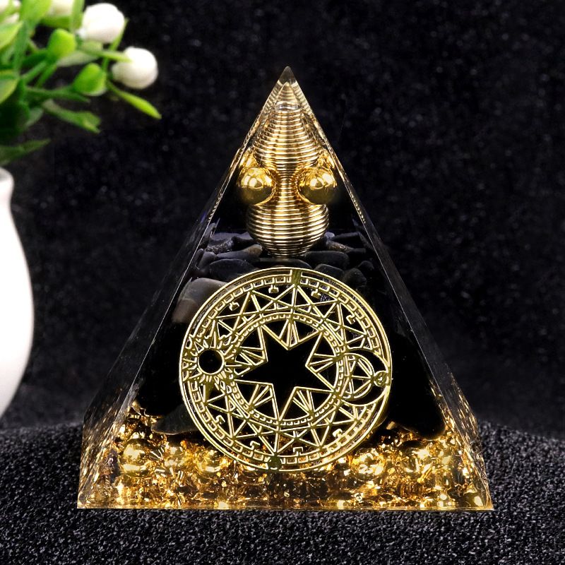 Série 2115-Q Pirâmide de cascalho de cristal de 6cm, ornamento doméstico de artesanato de resina epóxi
