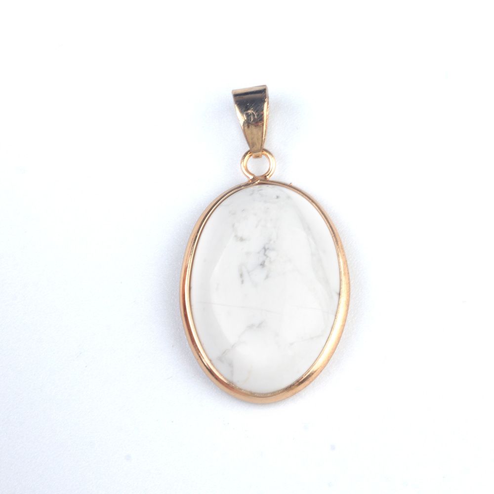 1430-Pingente de bainha oval de cristal de ágata natural, colar de cobre com meia face em forma de ovo