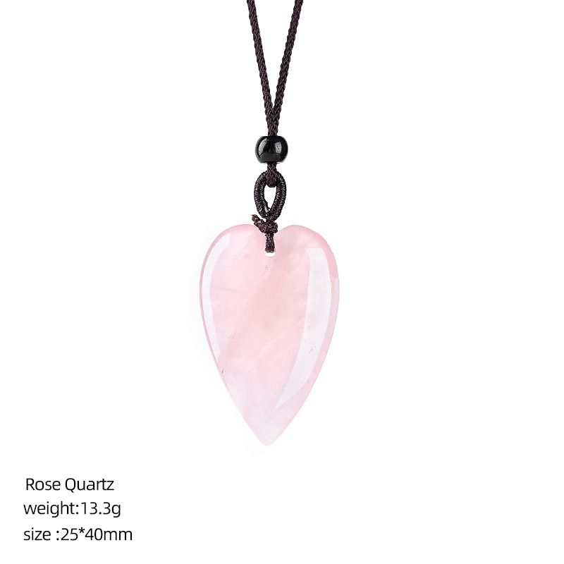 Colar de amor de cristal natural de 40mm, pingente de coração de pêssego de pedra de ágata gravado em forma de coração.