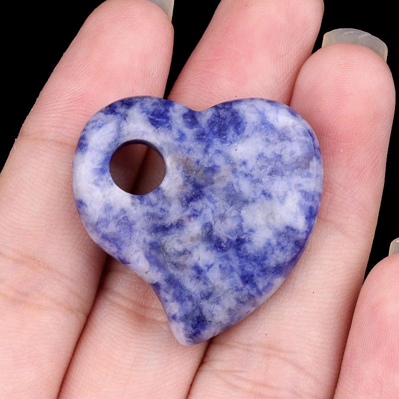 2186-Roxo rosa cristal branco 30mm grande buraco amor olho de tigre pedra buraco torto pêssego coração pingente acessórios de jóias DIY