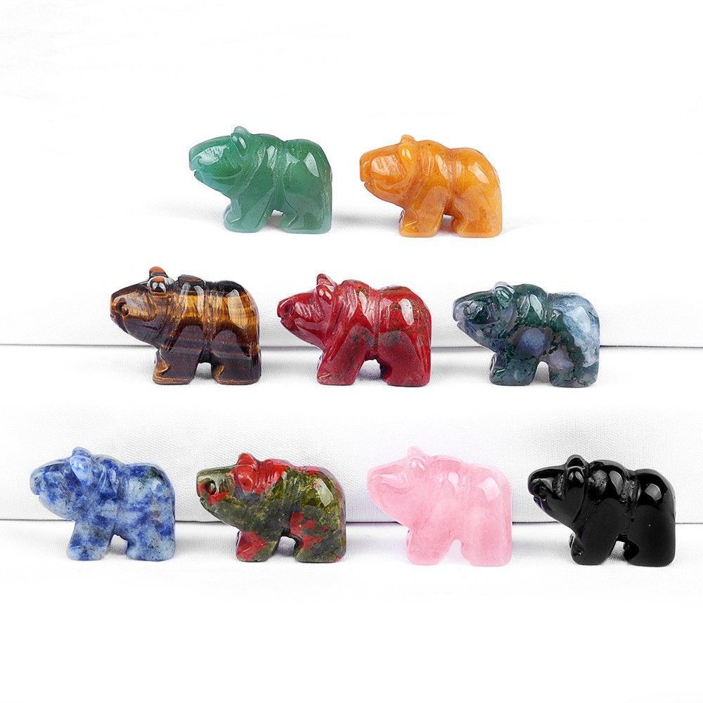 1 polegada urso polar 12 cores caixa animal cristal ágata jade escultura animal ornamento artesanato