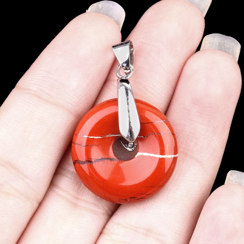 2078-Acessórios de pingente de fivela de segurança para os olhos de ametista, colar de donut de cristal de jade dongling