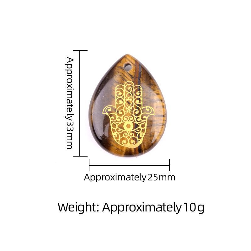 2102-Gota de água de ametista natural gravada palma Pingente de mão de Fátima DIY colar pingente acessórios