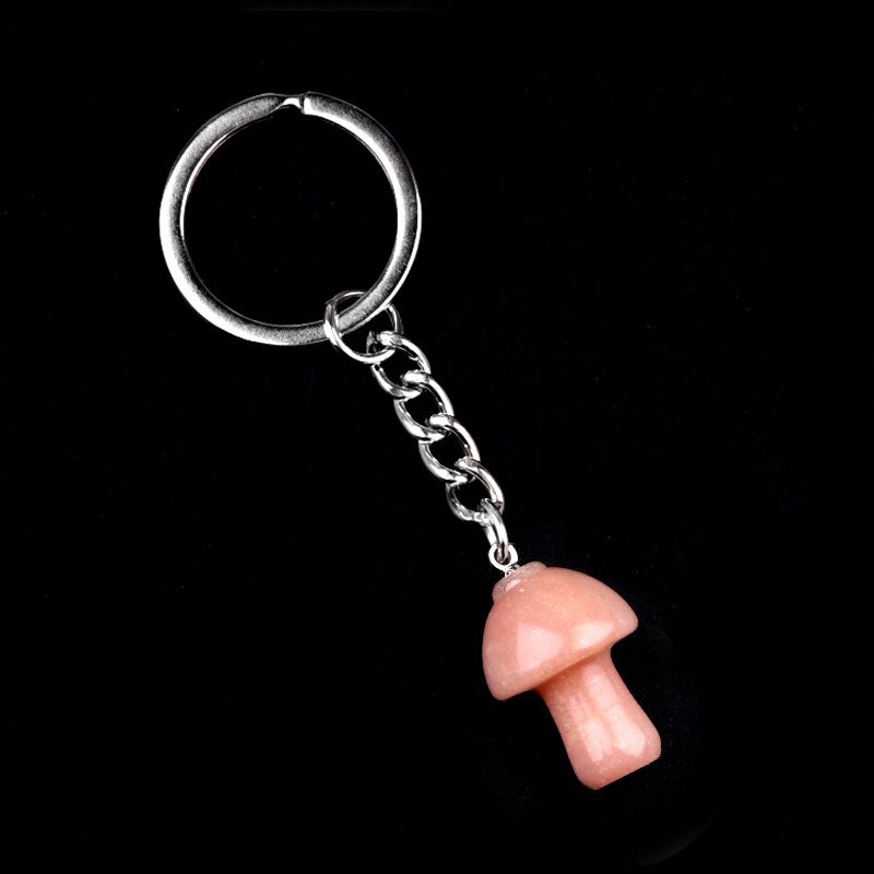 1324-Pedra de cristal natural de ágata 2cm pequeno cogumelo chaveiro pingente bonito saco de jóias pingente pequeno presente