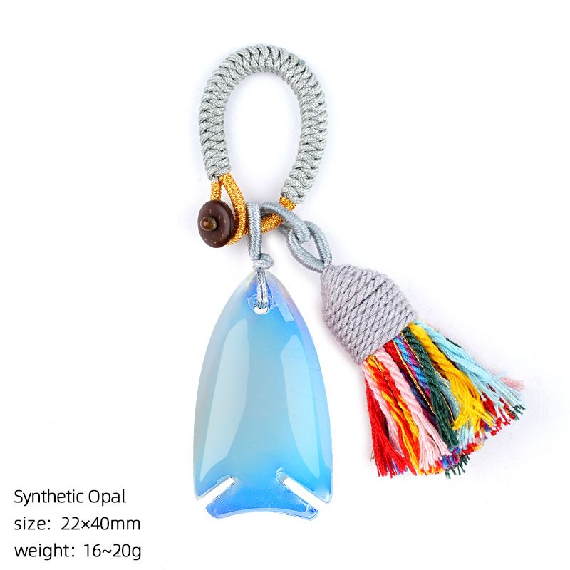 Natural cristal pequeno peixe chaveiro boêmio saco de roupas carro ágata jade pingente em forma de peixe