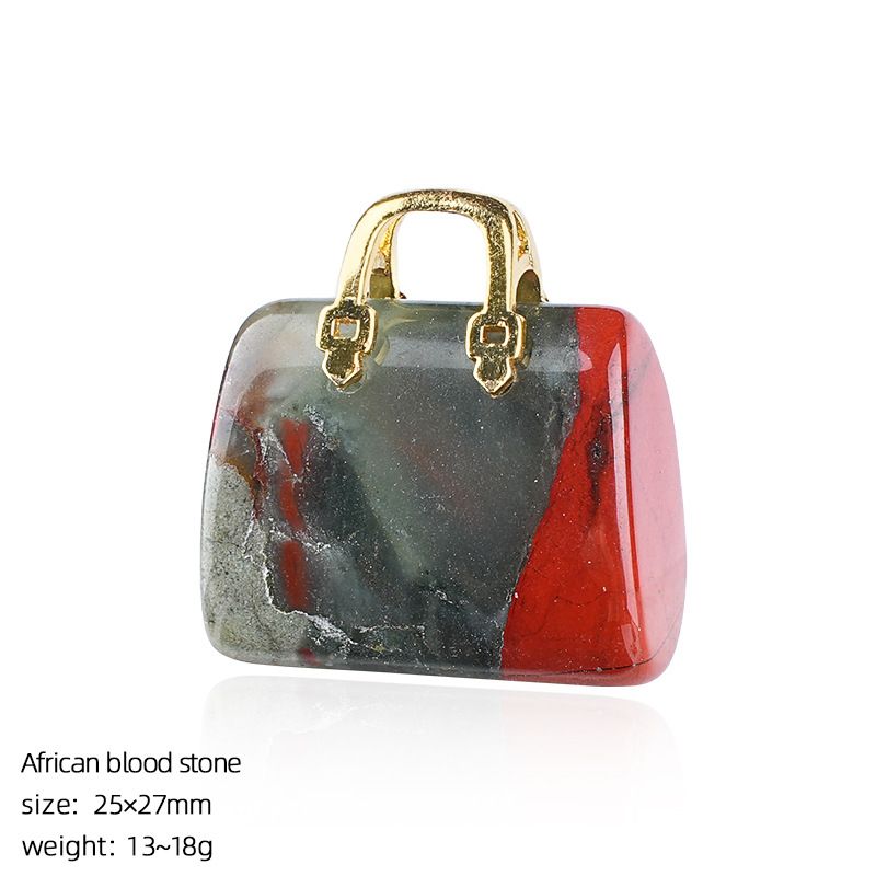 Pingente de saco de ágata de jade natural transfronteiriço paisagismo criativo colar DIY gravura cristal mini bolsa ornamento