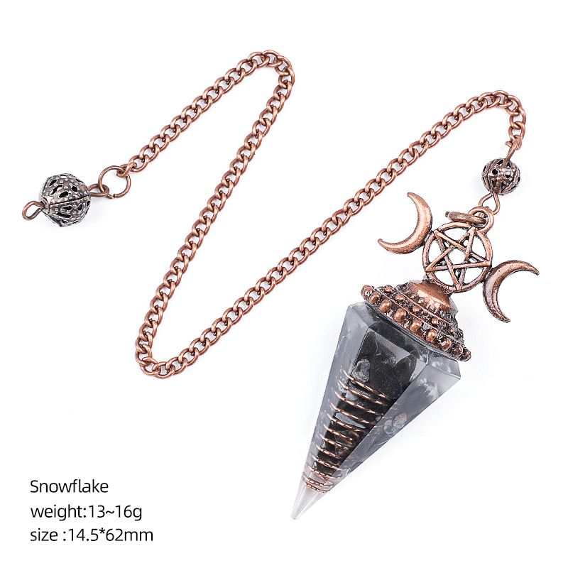 Pingente de pêndulo de cristal natural Triatlo vermelho antigo Hexagonal Cone Yoga Meditação Pêndulo de resina de frequência ajustável