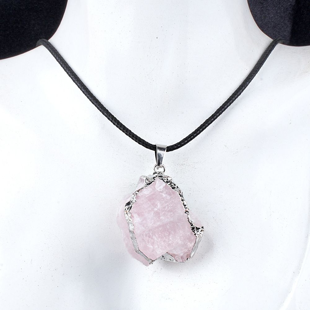 1903-25 ~ 35Mm ametista pedra bruta dourada pingente amarelo rosa branco cristal pedra colar irregular