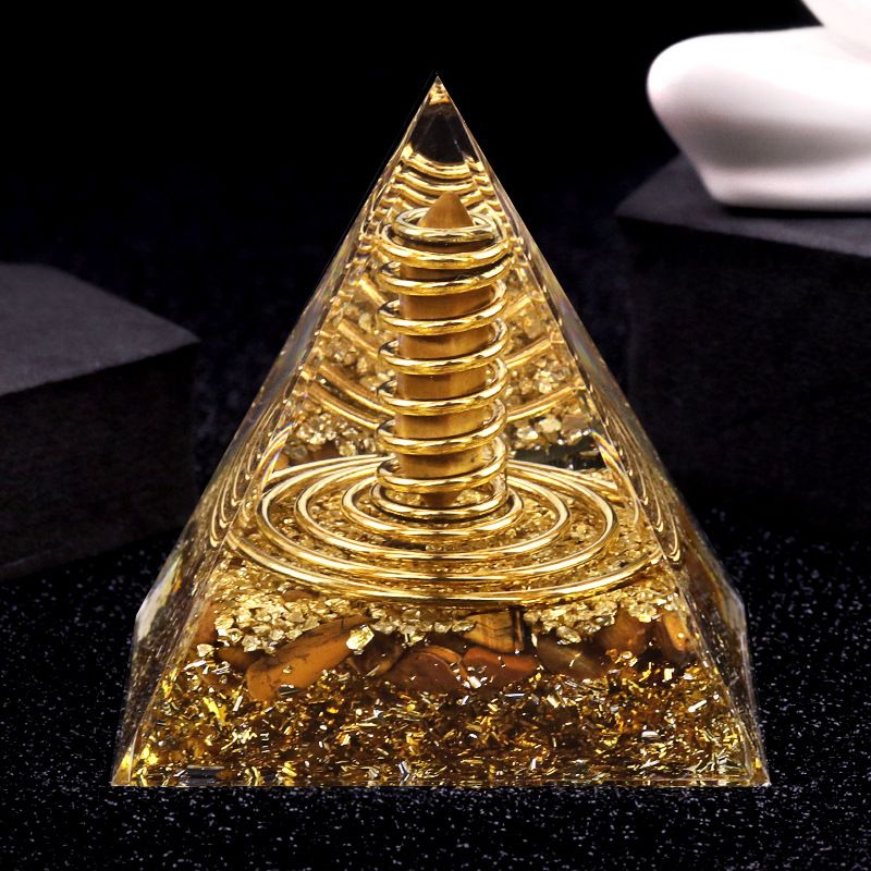 Pirâmide de cascalho de cristal de 6cm da série 225-P, ornamento doméstico de artesanato de resina epóxi