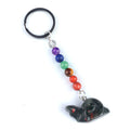 1962-Chaveiro de caracol de pedra de cristal colorido, pingente de jóias chakra, pingente de chaveiro de animal pequeno