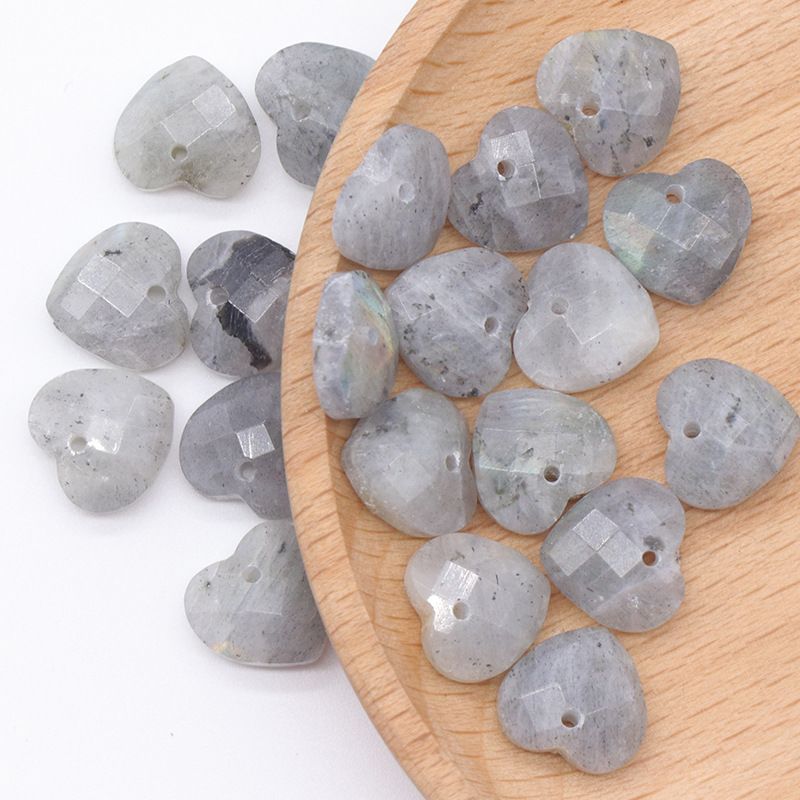 1591 um pingente de amor de corte de 12mm, pedra de cristal natural em forma de coração pulseira DIY acessórios de jóias