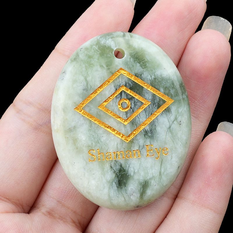 2335-Pingente de letras de pedra de palma de pedra de cristal natural Shaman Eye