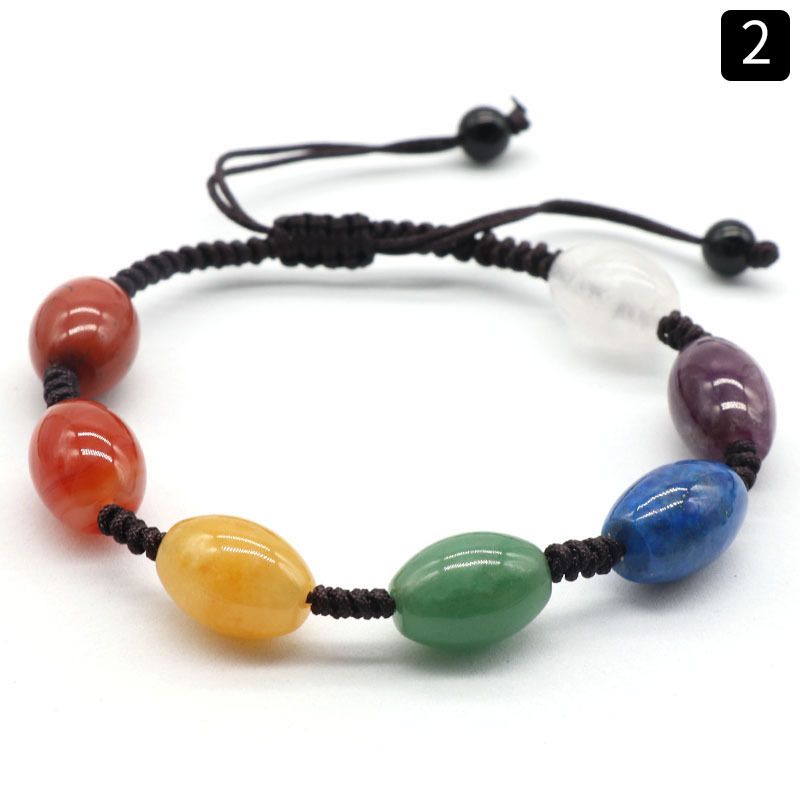 1230-Pulseira tecida de contas de arroz quadradas coloridas, pulseira colorida de ágata de cristal natural, jóias transfronteiriças