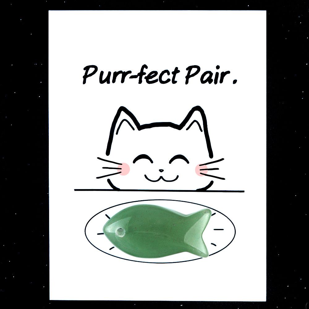 1816-Purr-fect Par Série de Cartões de Cura para Gatos e Peixes Pedra de Ágata de Cristal Natural, Creative Fun