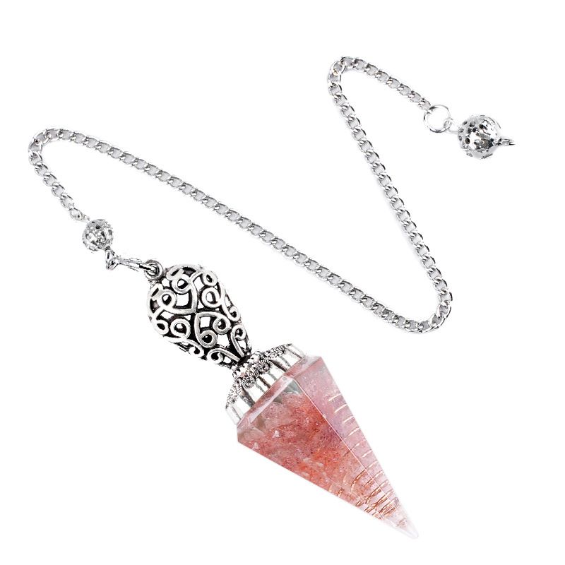 Pêndulo de cristal pingente fonte fabricante retro esculpido cone natural pedra semi-preciosa yoga frequência ajustável pêndulo