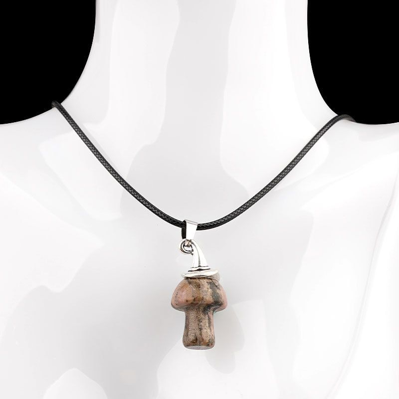 Pingente De Cogumelo De Chapéu De Bruxa De Cristal Natural
