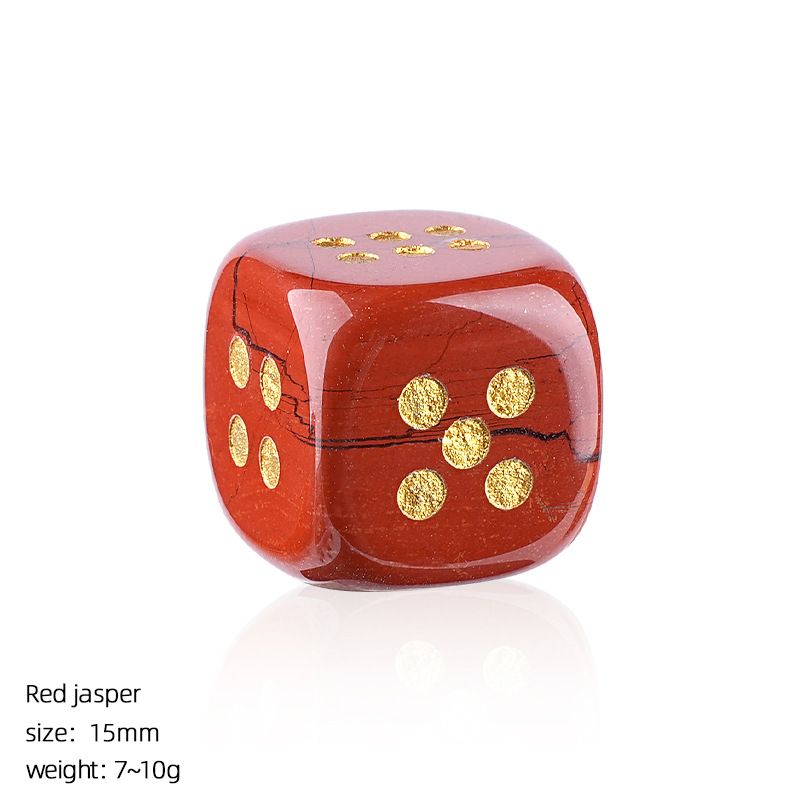 Dados de cristal natural transfronteiriço casual jogo de tabuleiro ágata jade escultura cantos arredondados 15mm pontos dados de pedra semipreciosa