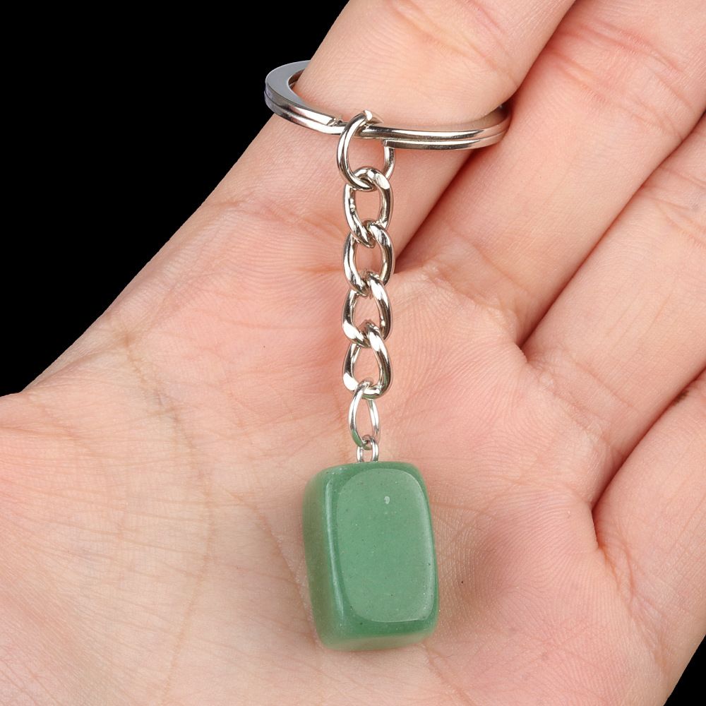 1788-Cristal Colorido Pedra Irregular 16mm Chaveiro Quadrado Comprido DIY Gem Pingente Opala