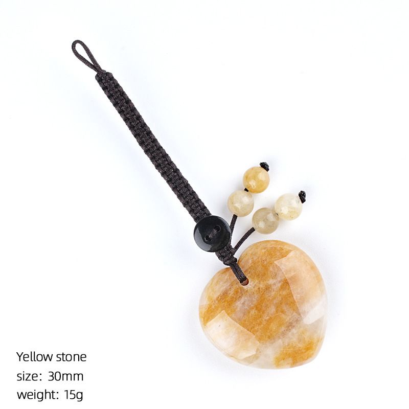 Pingente de cristal natural do amor do chaveiro tecido 30mm coração em forma de pedra natural amor bonito saco pingente