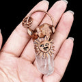 2007-Pingente de soldagem retrô de girassol pilar de cristal branco, colar de pilar de pedra áspera de cristal Pingente de jóias DIY