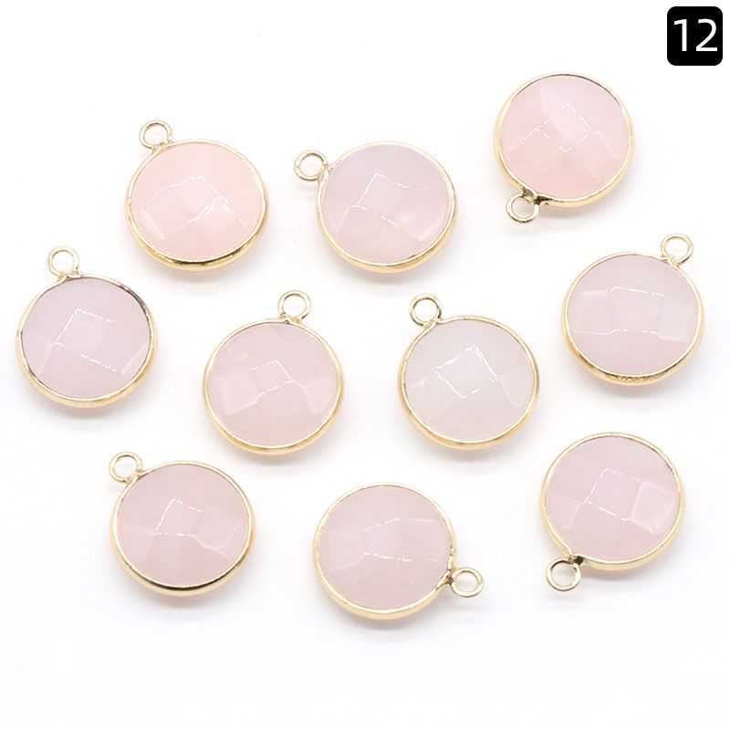 1381-Pingente de seção redonda com bainha de cristal natural pendurado único pingente redondo de pulseira DIY colar material de jóias