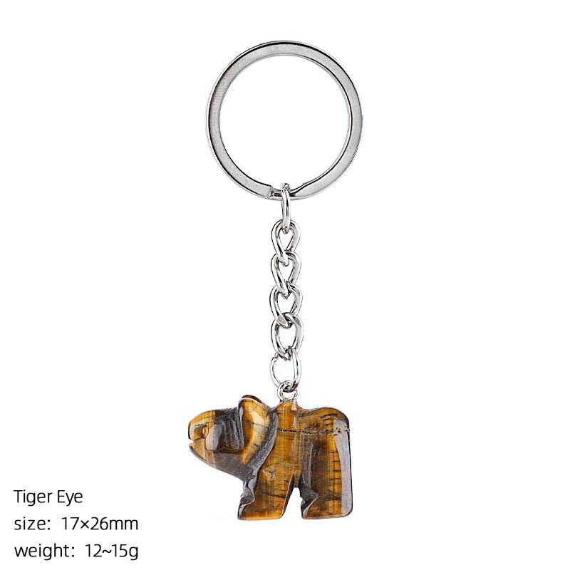 Pedra natural urso polar chaveiro criativo saco acessórios animais pedra cristal gravado urso pingente