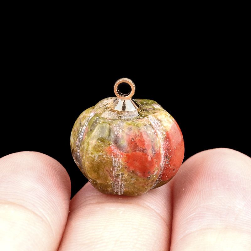 1639-10X13mm pingente de abóbora, meia pedra do tesouro de ágata de cristal abóbora gravada DIY material de jóias