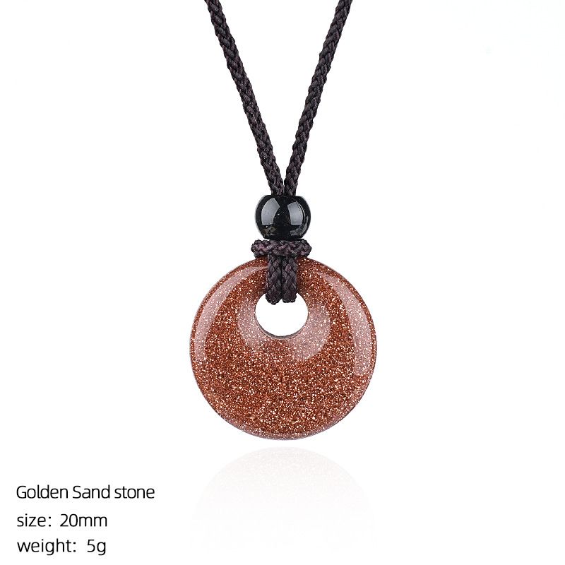 Pingente de fivela de segurança de cristal natural de 20Mm, colar de fivela de princesa redonda com grande buraco gravado em pedra selvagem, presente de Natal.