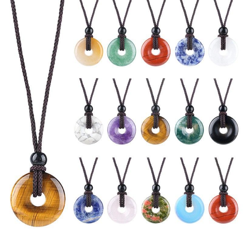 Colar de fivela de segurança de ágata de cristal 20Mm Nova pedra natural chinesa gravada em volta de ágata pingente de fivela de segurança nostálgica