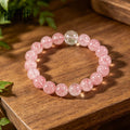 [Xishi Dai] Pulseira de cristal branco de cristal de morango natural, recrutando flores de pêssego Zhengyuan, frescas e brancas