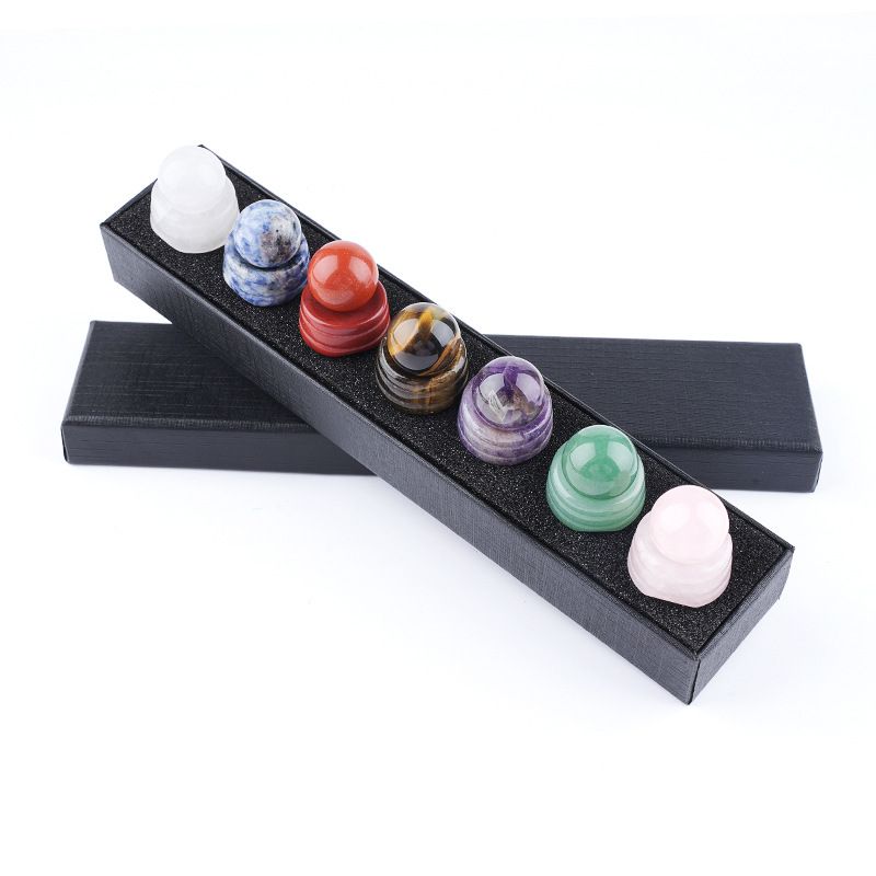 2410 Pedra natural colorida pequeno conjunto de maçã ornamento transfronteiriço novo produto gravura chakra de pedra com sete veias ametista conjunto de abóbora