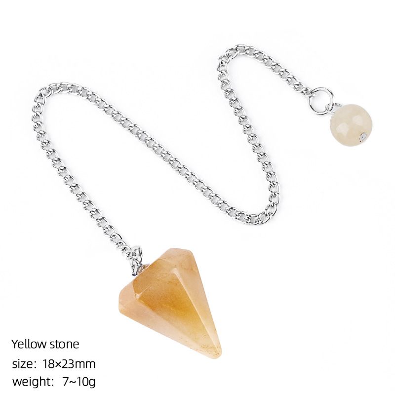 Pingente de cristal natural Coluna hexagonal gravada em pedra natural Acessórios de ioga Frequência ajustável pêndulo de ametista
