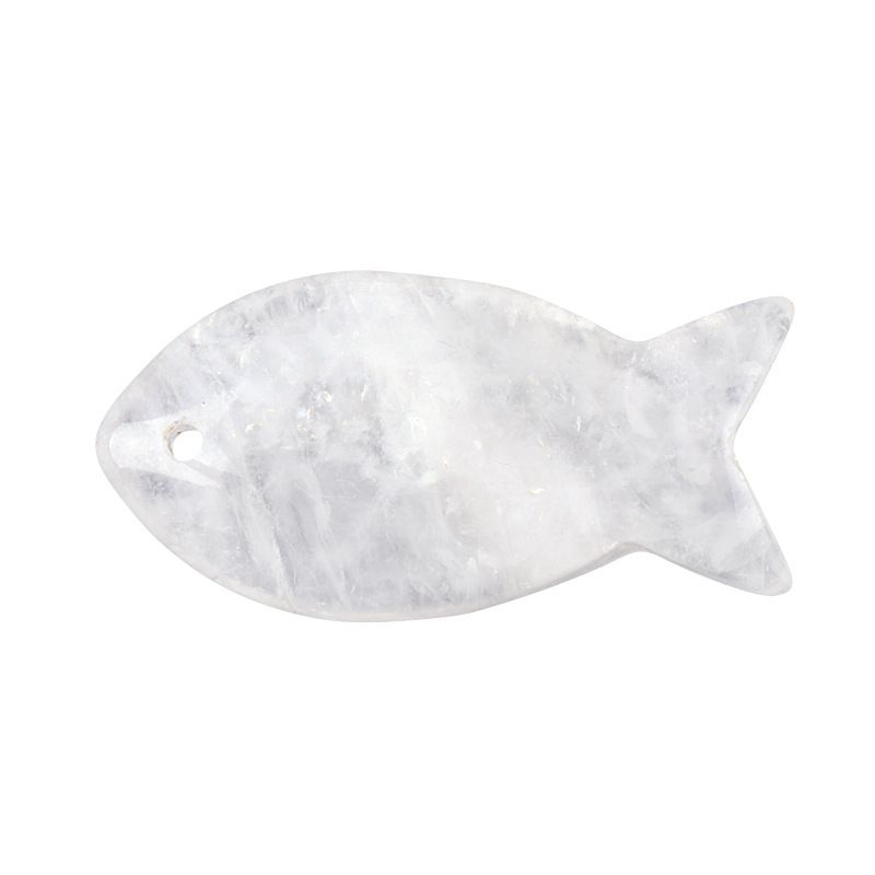 Atacado transfronteiriço 38mm cristal natural pingente de peixe pequeno DIY pedra criativa perfurada ágata pedra colar em forma de peixe
