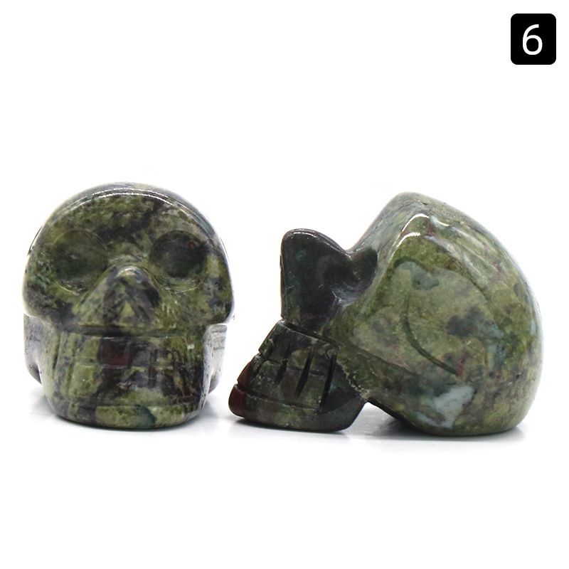 1554-25Mm Crânio de Ágata de Cristal Natural Esculpido Fantasma Cabeça Cerca De 1 Polegada Crânio Pequeno Ornamento De Halloween