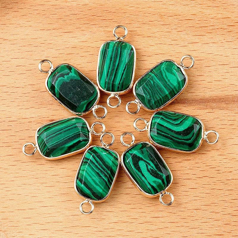 1637-Pingente de retângulo de furo duplo de cristal natural Acessórios de joias DIY Pulseira de colar Acessórios Conector