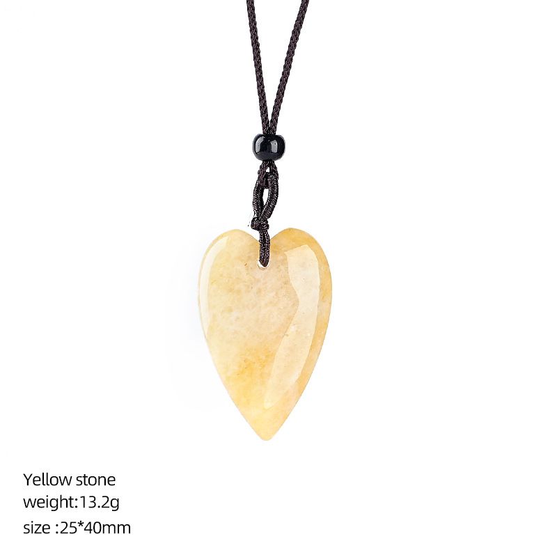 Colar de amor de cristal natural de 40mm, pingente de coração de pêssego de pedra de ágata gravado em forma de coração.