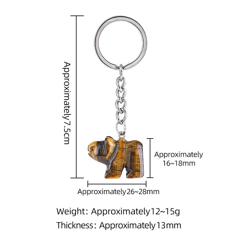 Pedra natural urso polar chaveiro criativo saco acessórios animais pedra cristal gravado urso pingente