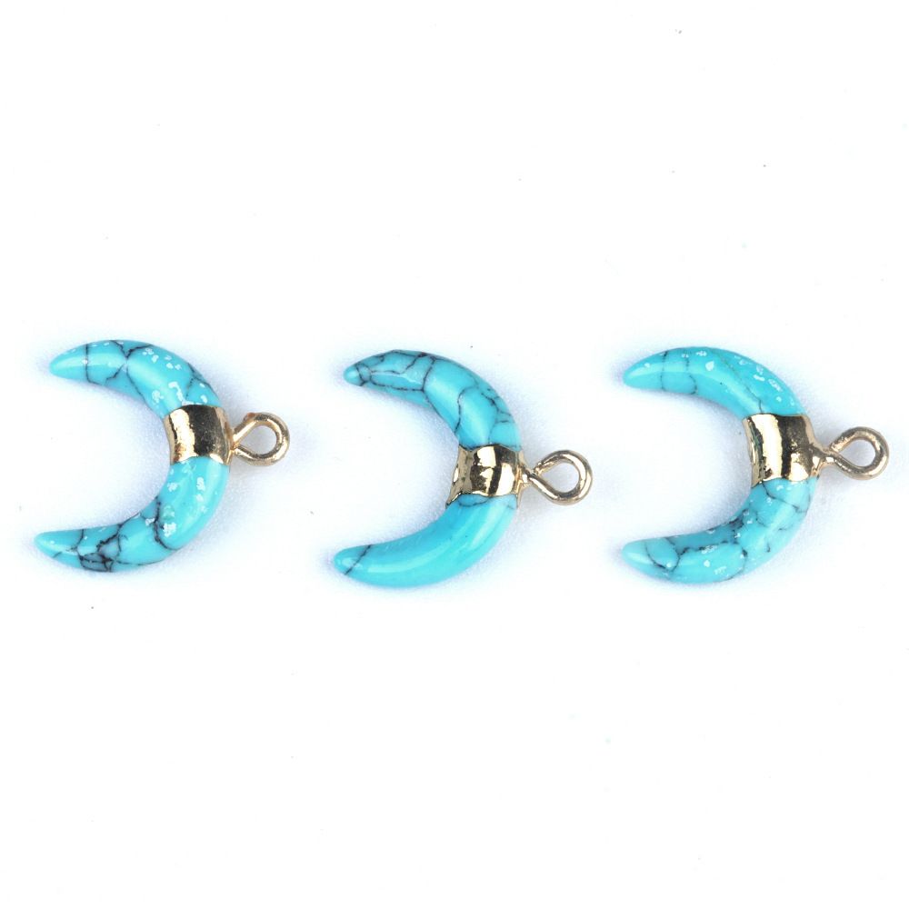 1440-Pó de cristal mini lua crescente pingente de chifre dourado Pingente de lua em forma de C DIY colar brincos material de jóias