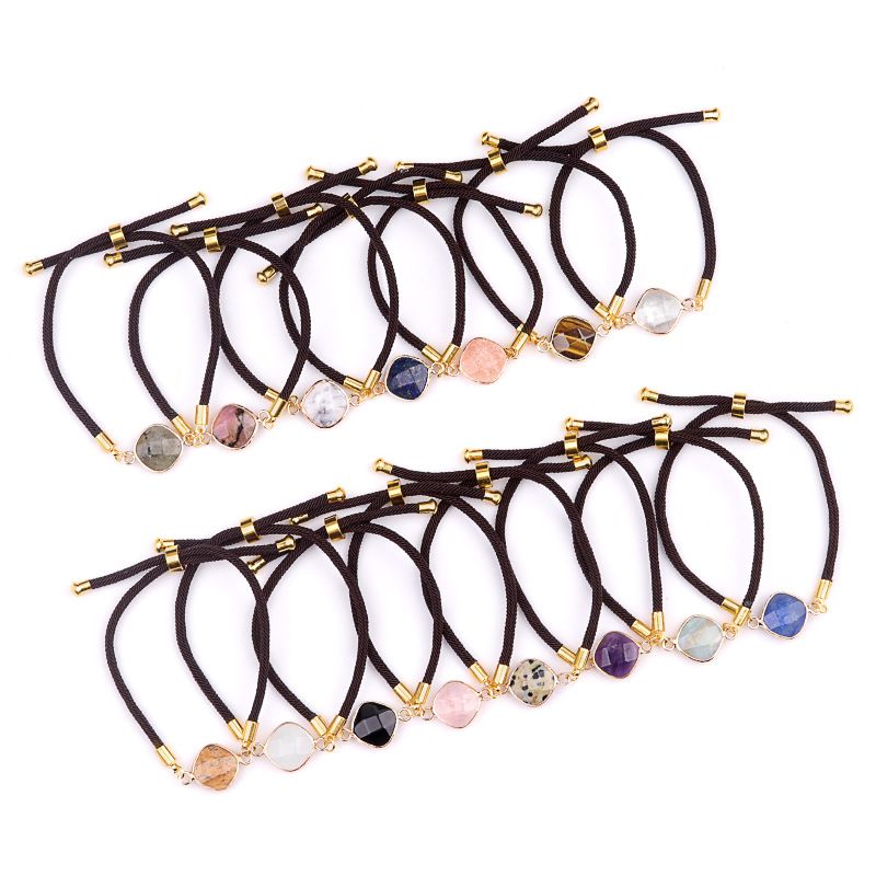 2095-Ametista em pó cristal olho de tigre pedra ajustável pulseira de seção quadrada mercadoria cênica jóias quentes