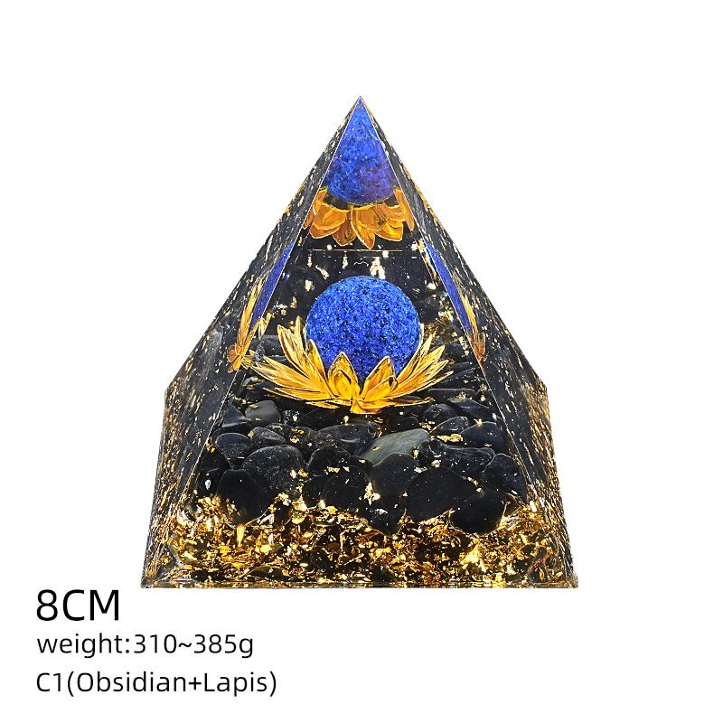 Pirâmide de cristal natural de 8cm Casa criativa europeia e americana Ornamento de mesa Yoga Resina de meditação Pirâmide de epóxi