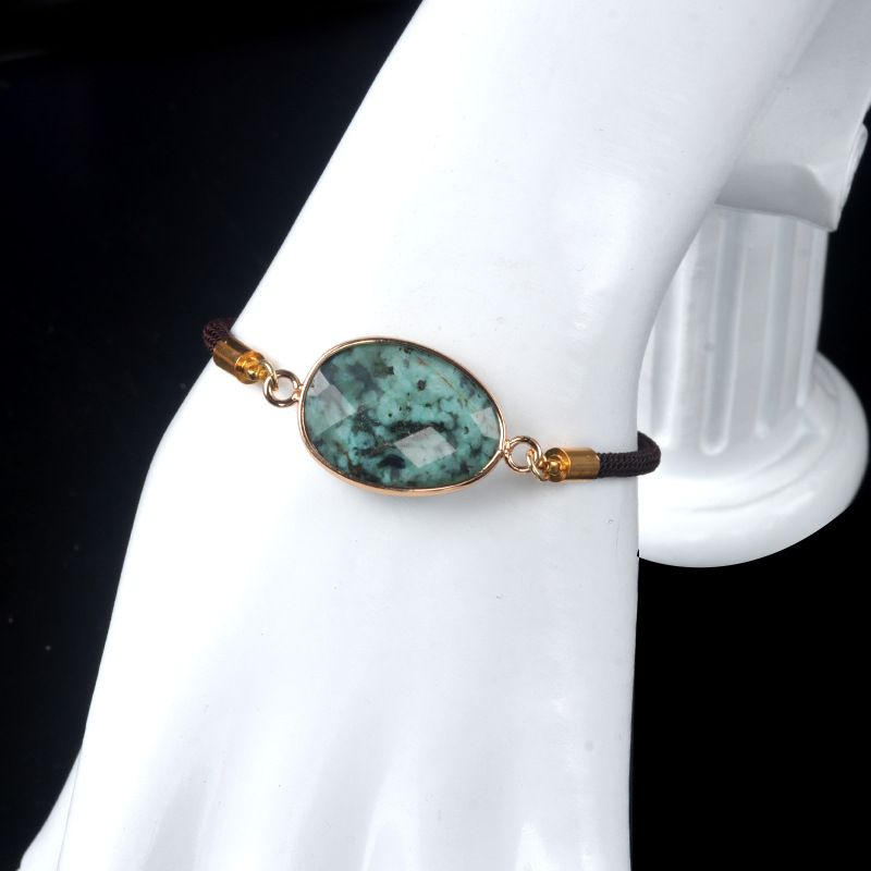 1711-Pulseira de bainha irregular com corte de ametista natural Corda de mão ajustável para casais masculinos e femininos