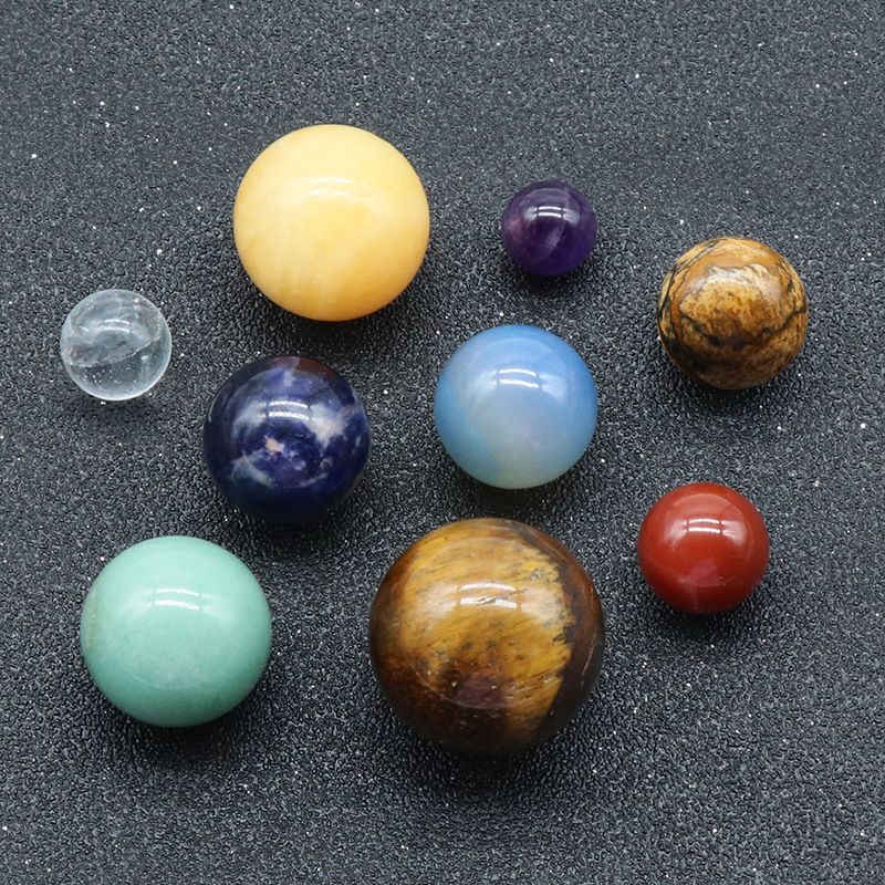 1264-Pedra de cristal natural nove planetas universo galáxia sistema solar planeta ciência planeta conjunto ensino