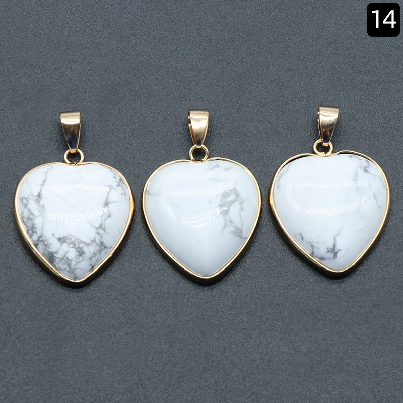1514-Pingente de bainha de amor, cristal de ágata natural pedra semipreciosa colar de coração com bainha de ouro.