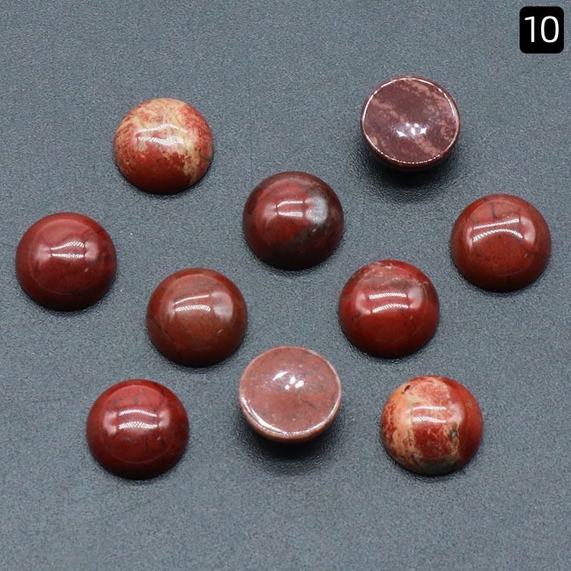 1248-10Mm anel redondo superfície de cristal natural única superfície curva redonda geométrica DIY jóias incrustadas com acessórios de pedra solta