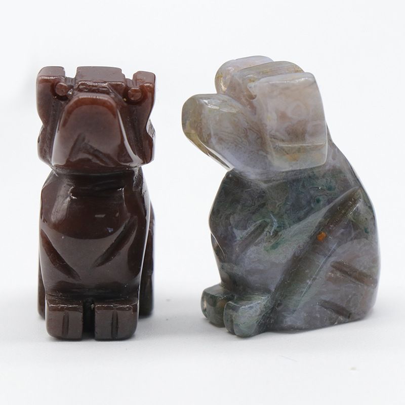 1606 a 1in filhote de cachorro ágata cristal pedra mini escultura animal pequeno pedra semi-preciosa artesanato cão pequeno ornamento