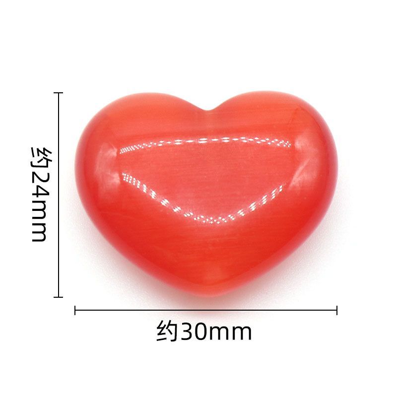 1258-Opala coração grande 30mm enfeite de pedra solto em forma de coração colorido pêssego alça de mão de doce DIY cor de jóias